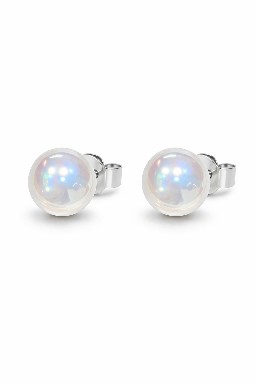 White Holographic Ball Earrings