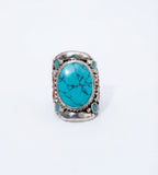 Natural Turquoise Tibetan Statement Ring