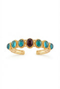 Blue Apatite & Garnet Open Cuff Bracelet in 18K Gold Vermeil