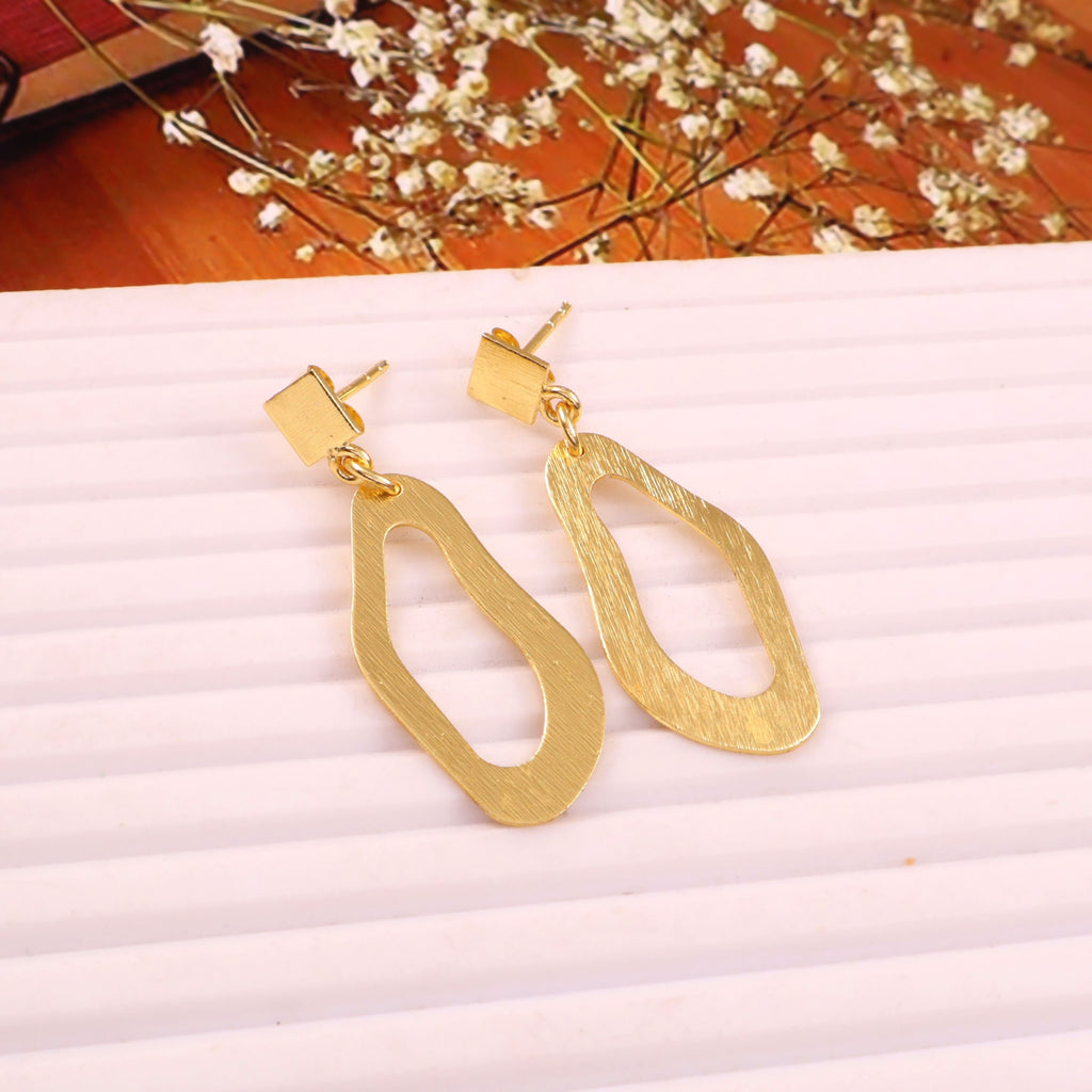 Minimalist Gold Abstract Drop Earrings Modern Geometric Statement Earrings