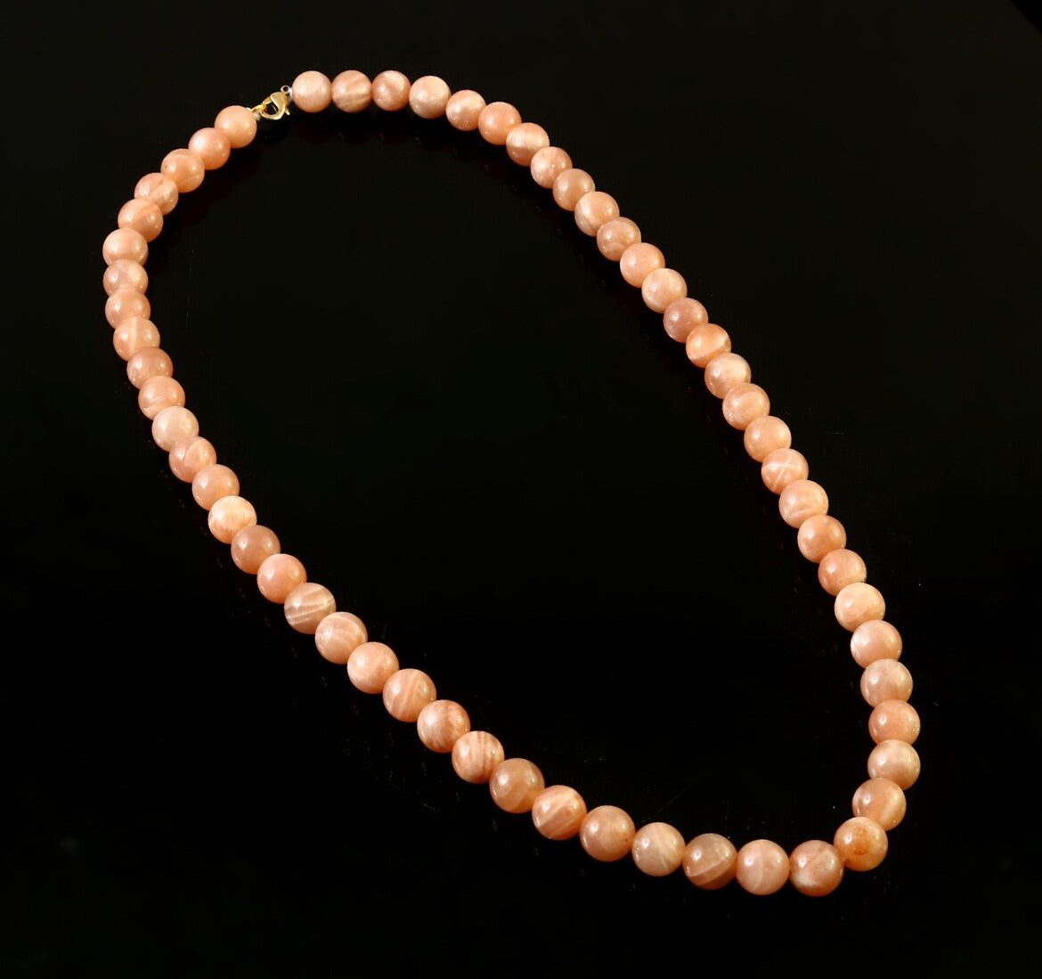 Natural Peach Moonstone Beaded Necklace