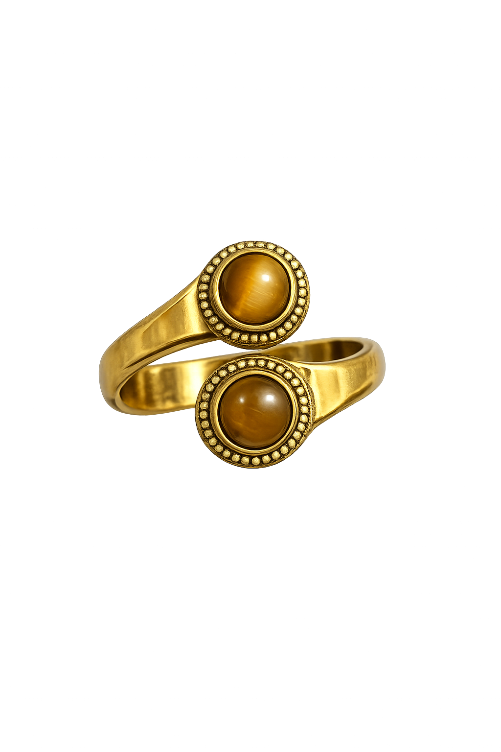Minimalist Double Tiger Eye Open Ring