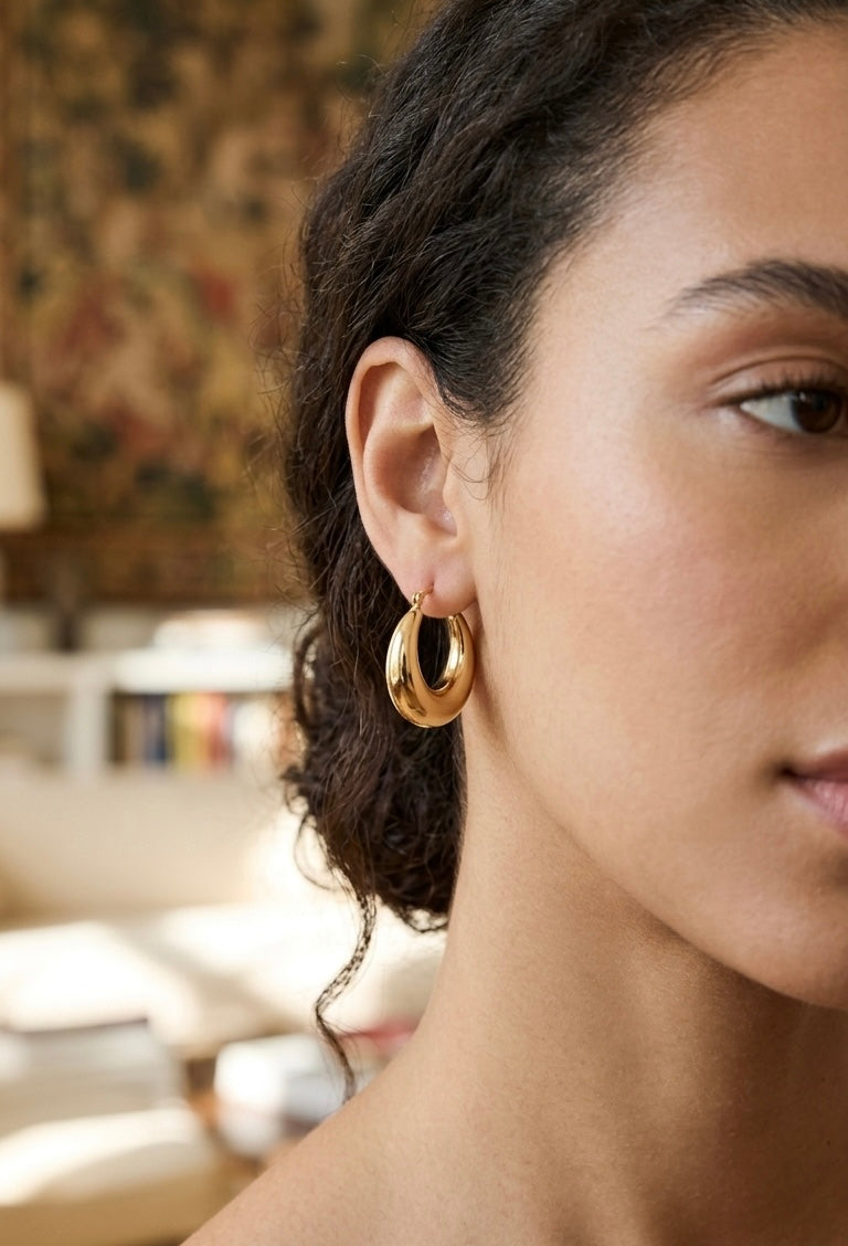 Chunky Gold Hoop Earrings