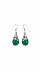 Elegant Green Stone Filigree Drop Earrings for Women
