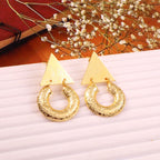 Geometric Gold Triangle Drop Earrings
