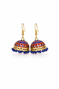 Red Blue Meenakari Jhumka Earrings