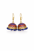 Red Blue Meenakari Jhumka Earrings