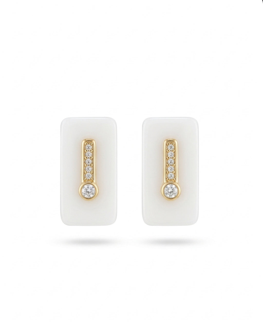 Minimalist White Enamel Stud Earrings