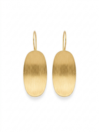 Minimalist Brushed Gold Oval Drop Earrings