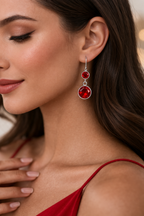 Radiant Ruby Red Double Drop Earrings