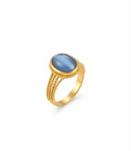 Blue Cat’s Eye Cabochon Ring in 18K Gold Plated
