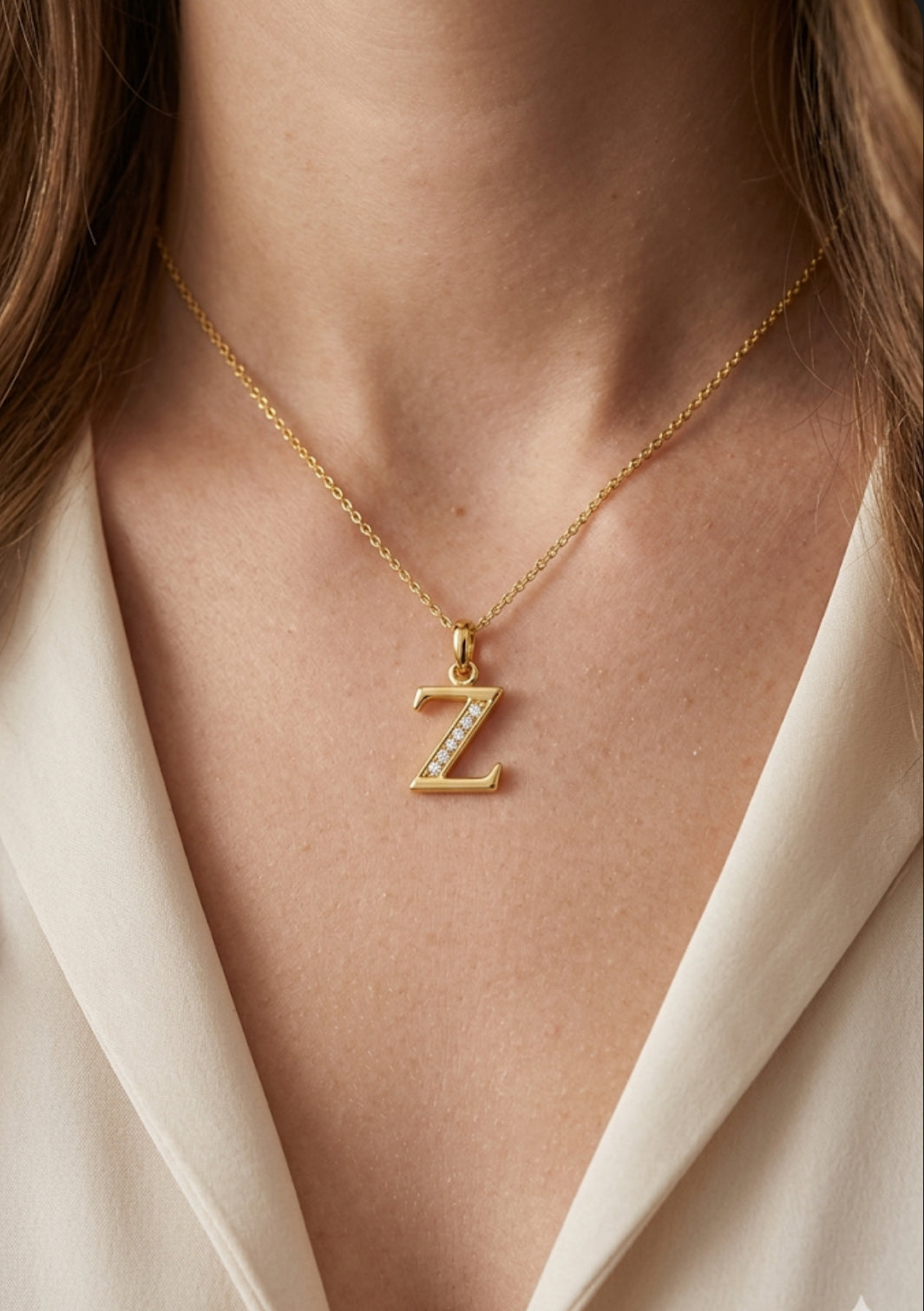 Gold Letter Z Initial Pendant