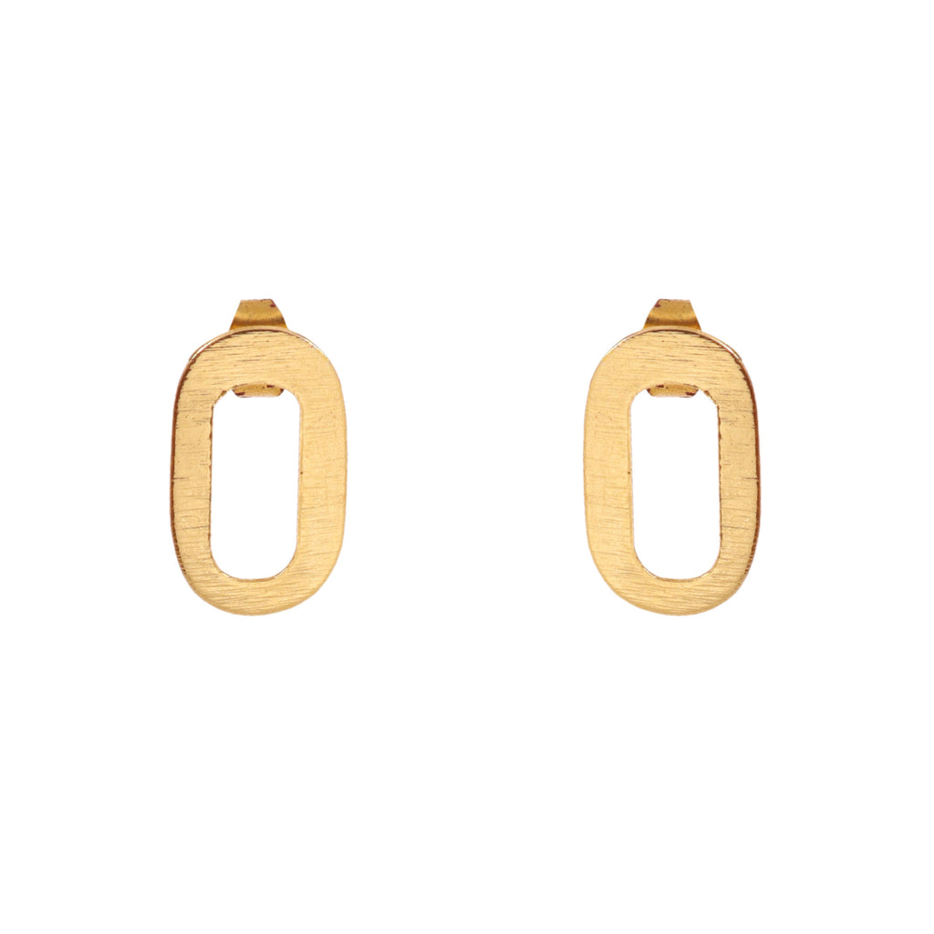 Modern Oval Cut-Out Gold Stud Earrings