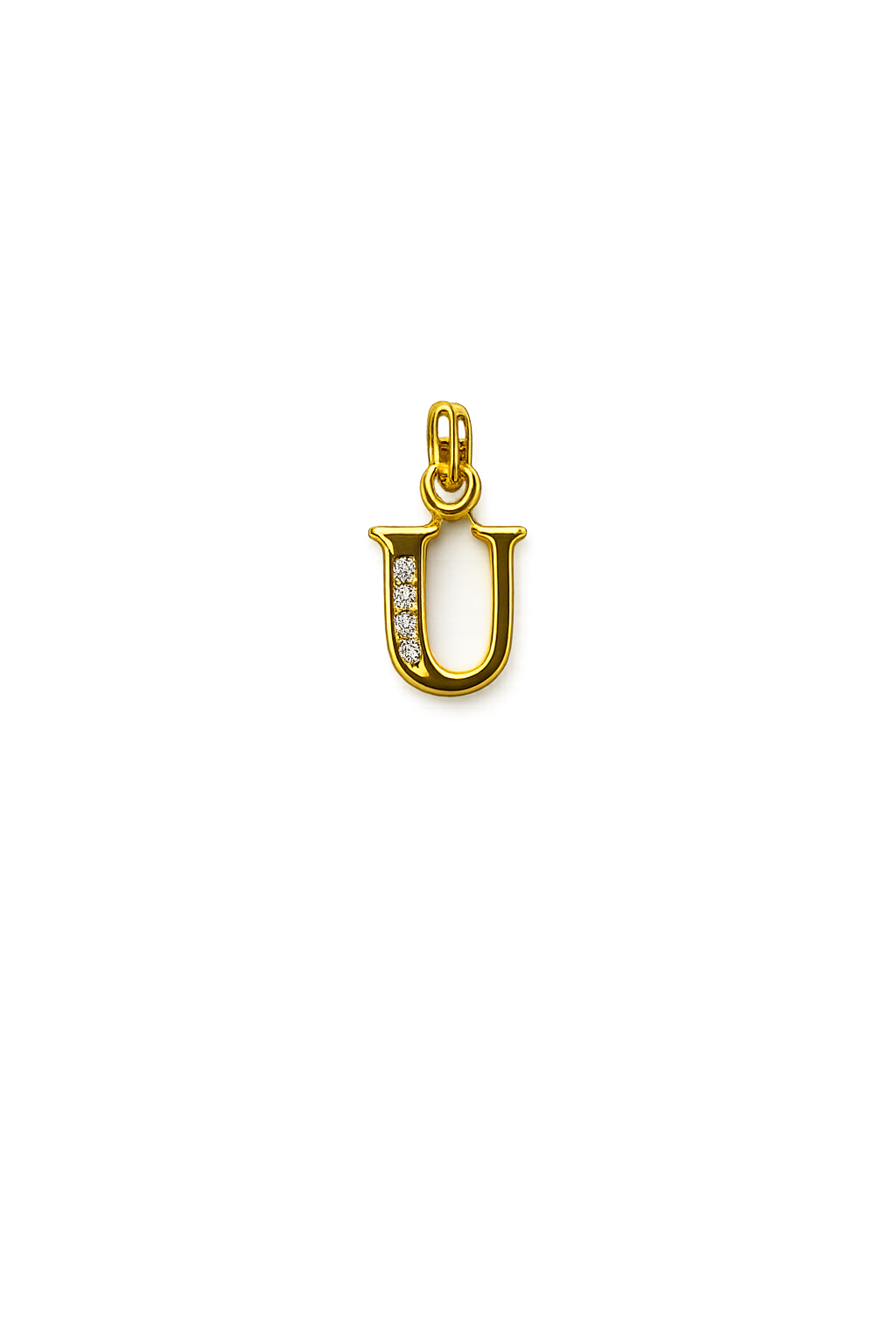 Letter U Pendant in Gold Finish
