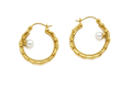 Vintage Pearl Bamboo Hoop Earrings