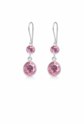 Elegant Pink Crystal Double Drop Earrings