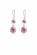 Elegant Pink Crystal Double Drop Earrings