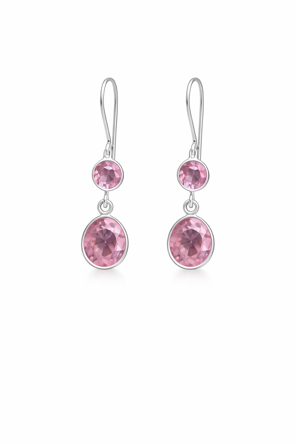 Elegant Pink Crystal Double Drop Earrings