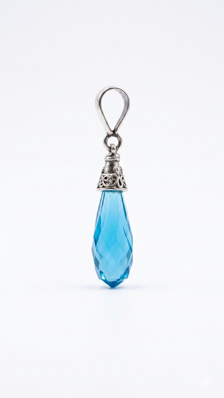 Blue Crystal Teardrop Pendant Necklace