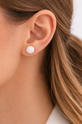 Minimalist Stone Earrings, Classic Round Studs