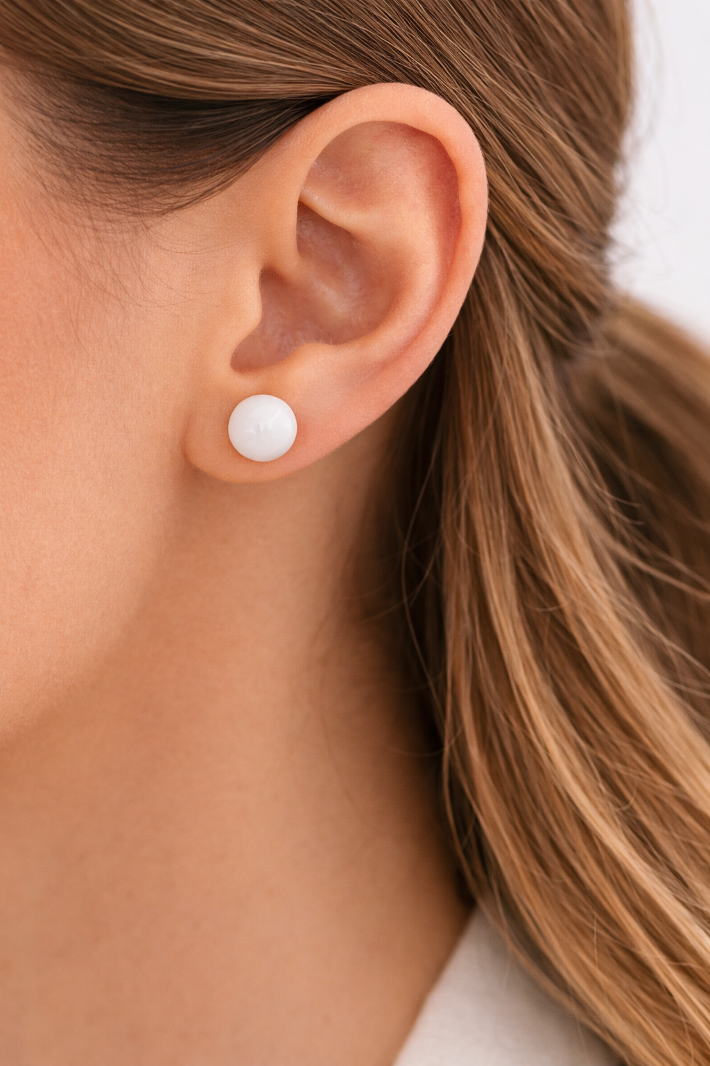Minimalist Stone Earrings, Classic Round Studs