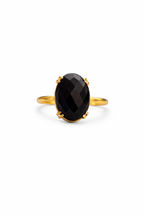 Black Onyx Oval Ring Gold Statement Ring