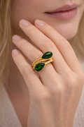 Green Gemstone Open Adjustable Ring