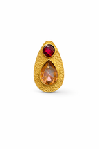 Red & Champagne Gem Adjustable Ring
