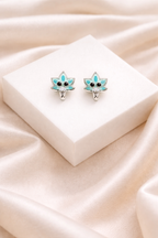 Cute Owl Stud Earrings Turquoise Enamel Nature Inspired
