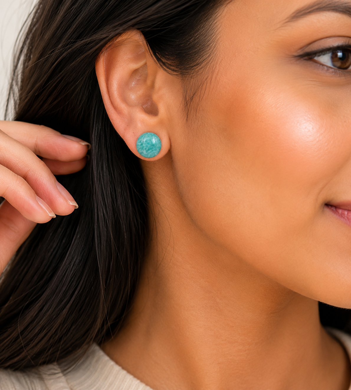 Natural Amazonite Stud Earrings