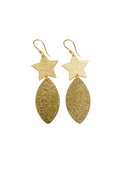 Celestial Star & Leaf Gold Drop Earrings