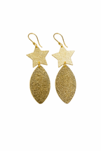 Celestial Star & Leaf Gold Drop Earrings