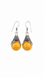 Vintage Yellow Stone Filigree Drop Earrings