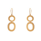 Hammered Gold Double Hoop Dangle Earrings