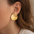 Golden Sunburst Textured Stud Earrings