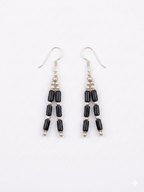 Black Onyx Bead Dangle Earrings
