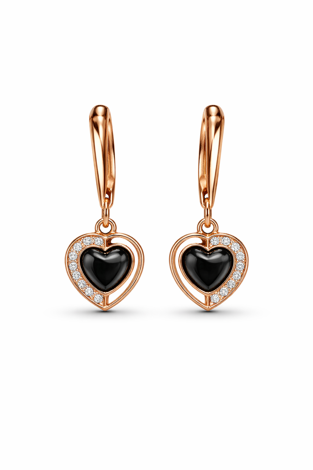 Black Heart Hoop Earrings