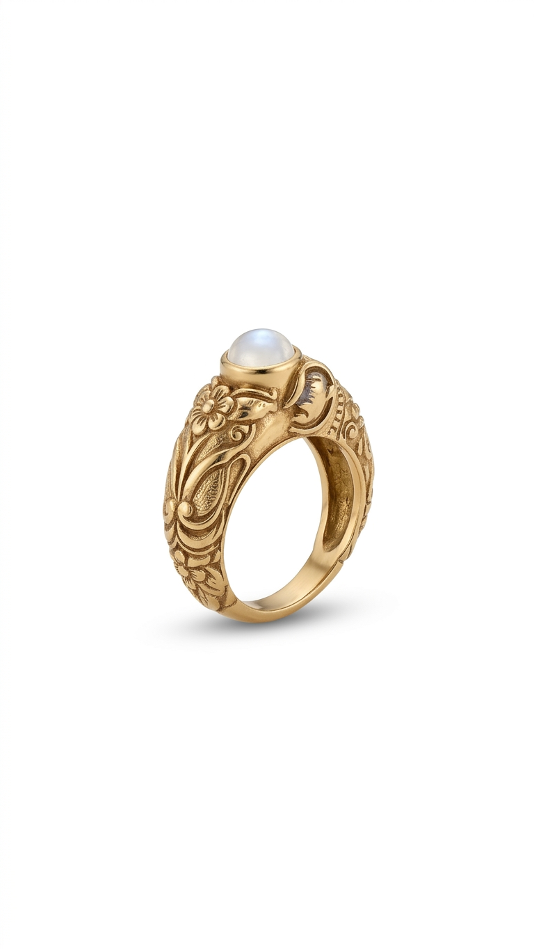 Floral Engraved Boho Statement Ring