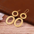Hammered Gold Double Hoop Dangle Earrings
