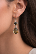 Smoky Elegance Dual Drop Earrings