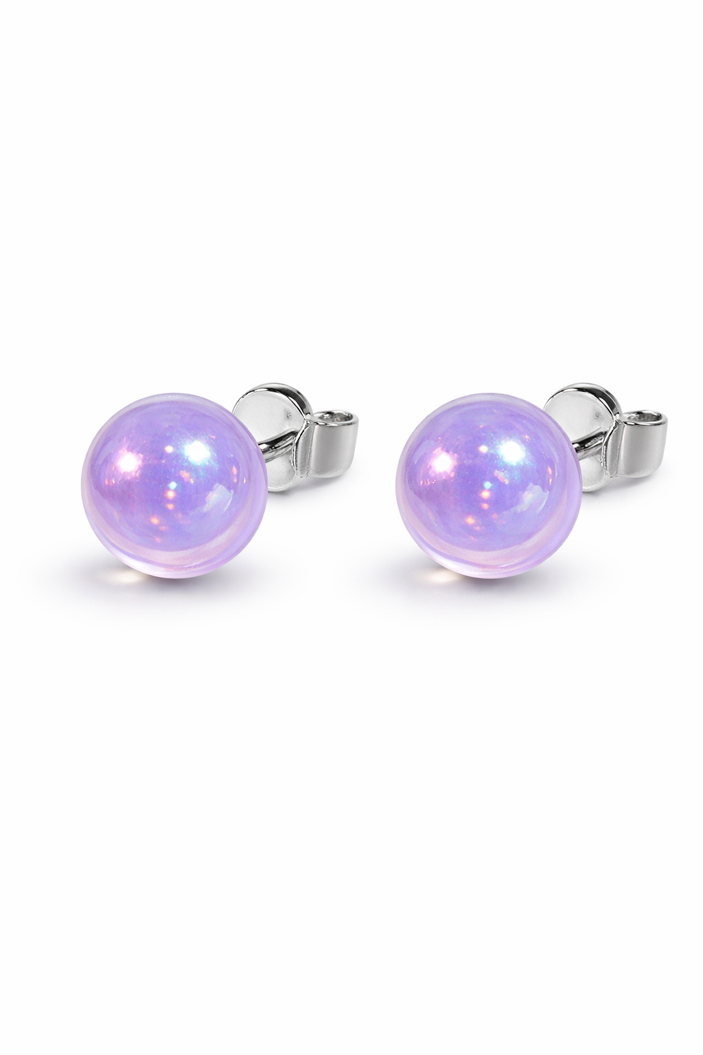 Purple Holographic Ball Earrings