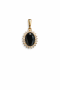 Gold Black Stone Pendant Necklace