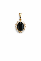 Gold Black Stone Pendant Necklace