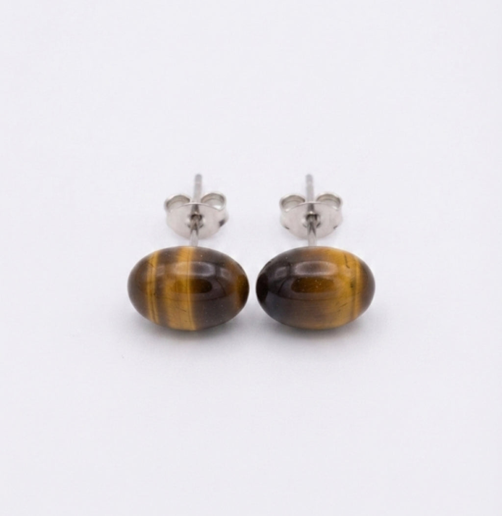 Tiger Eye Stud Earrings
