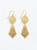 Textured Disc & Engraved Drop Earrings