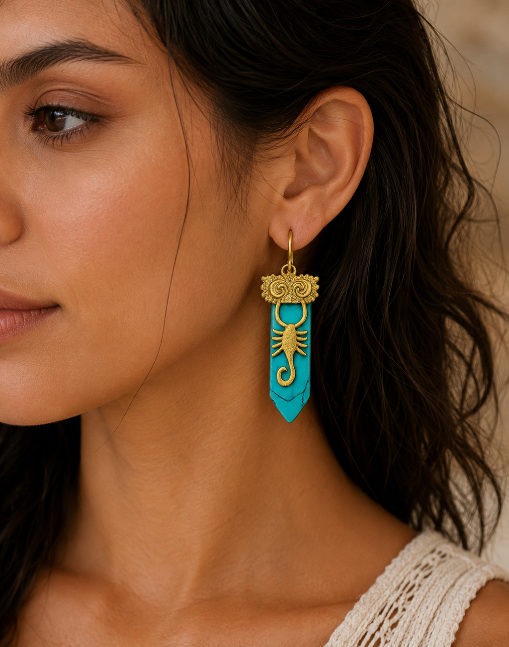 Turquoise Scorpion Crystal Earrings