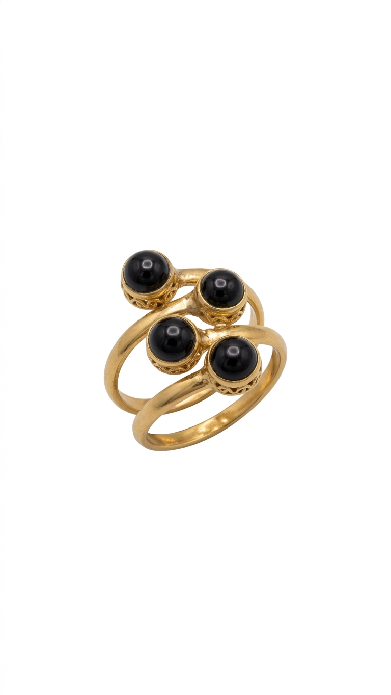 Midnight Onyx Twin Band Adjustable Ring
