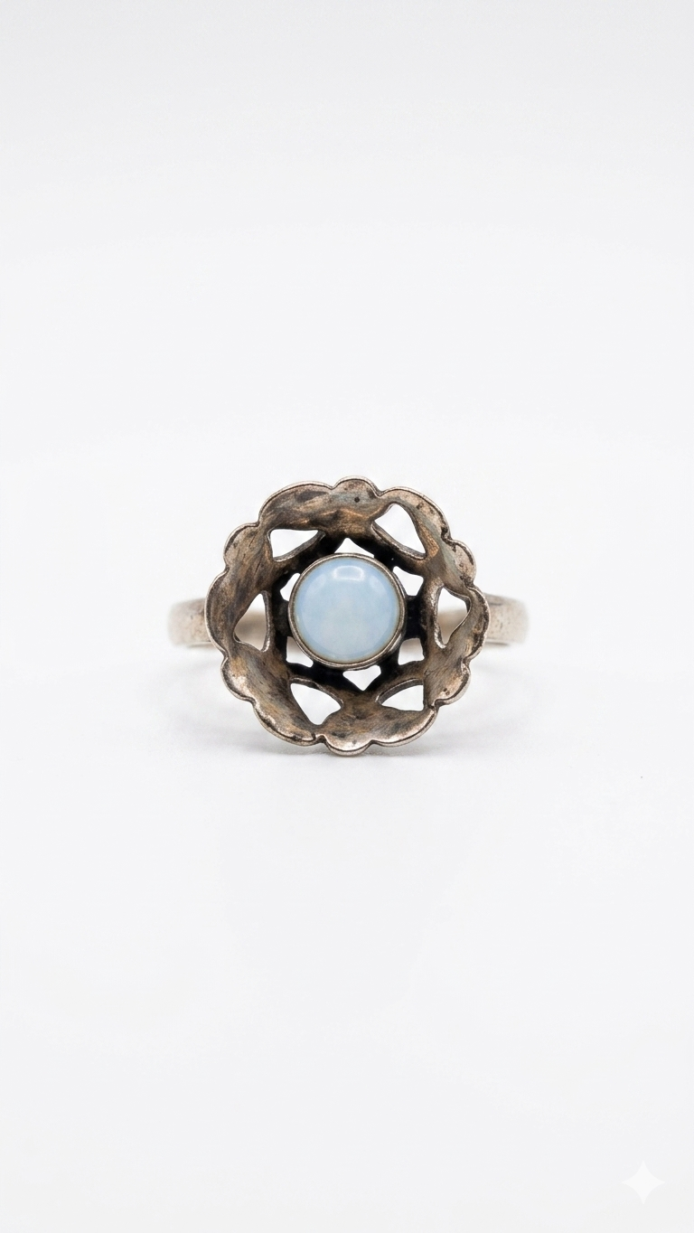 Vintage Floral Moonstone Ring