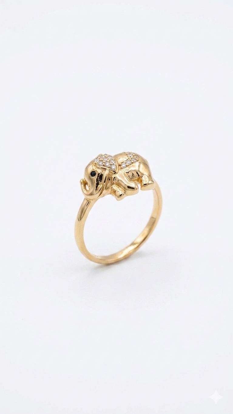 Cute Elephant Wrap Ring in Gold Finish | Animal Inspired Statement Ring