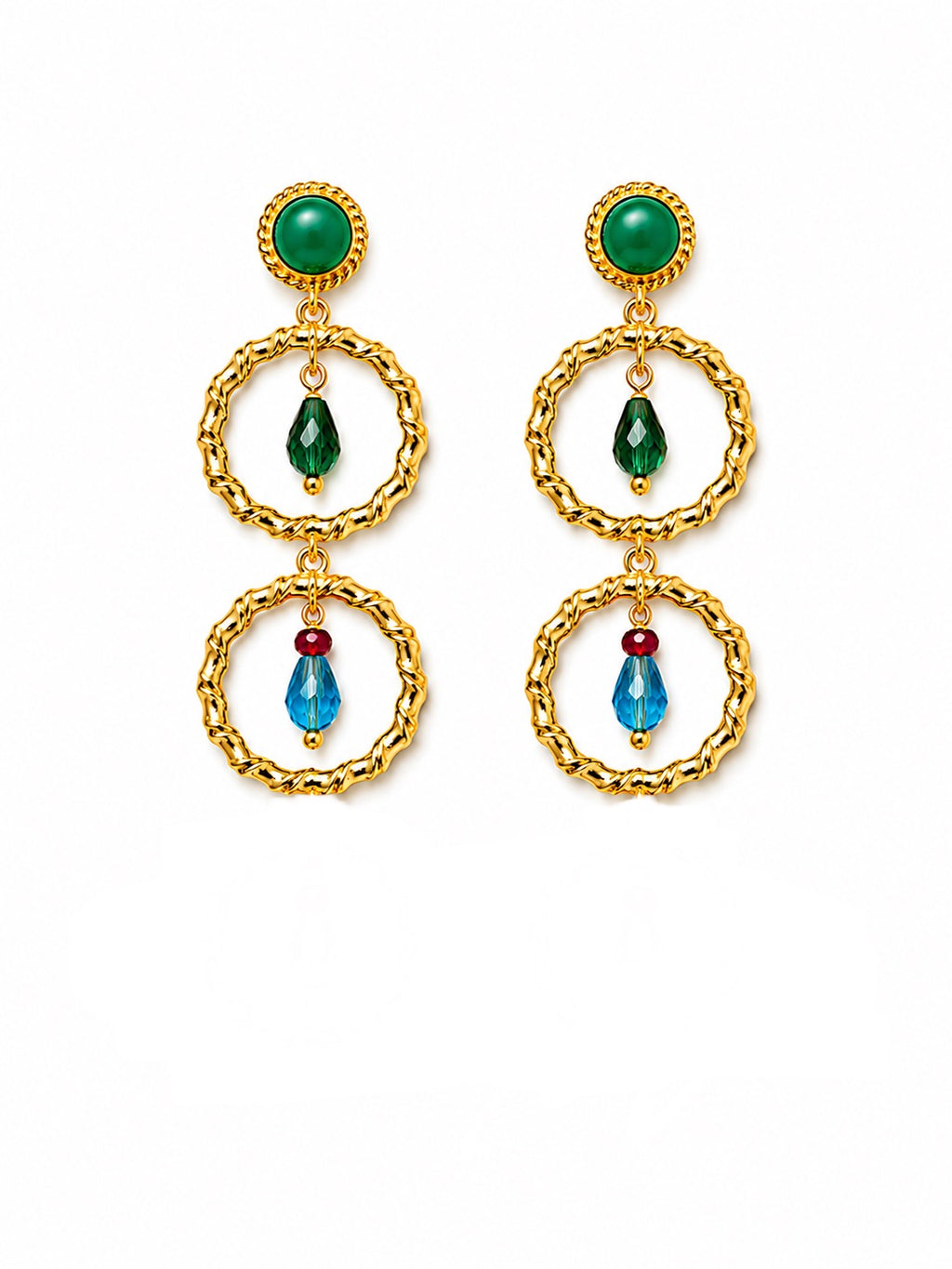 Boho Multicolor Double Hoop Earrings